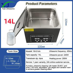 Injecteurs de nettoyeur à ultrasons de retenue numérique de table 14L Machine de nettoyage à ultrasons <span class=keywords><strong>Bain</strong></span> à ultrasons - Product Image 3