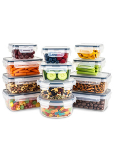 BPAフリー12個セットの環境に優しいプラスチック製キッチン食品保存容器ランチボックスオーガナイザーパントリーオーガナイザーセット - Product Image 1