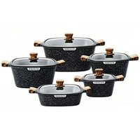 Precio de Fábrica, Juego de Utensilios de Cocina Cuadrados de 10 Piezas, Ollas Antiadherentes de Granito con Tapas, Dropshipping con Optimización IA, Diseño Apilable