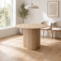 Table à manger ronde moderne de 1200 mm avec plateau en MDF de qualité E2 recouvert de papier métallisé, style nordique, pour le marché des meubles aux États-Unis et au Canada
