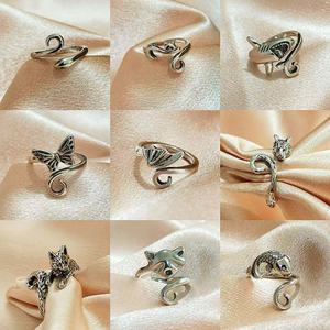 Anillo de ganchillo para tejer, guía de hilo metálica abierta para dedos, anillos de ganchillo ajustables, soportes para dedales de tejer trenzados - Product Image 1