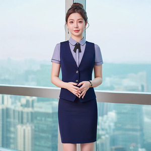 Female Bar KTV Uniform Vest Short Sleeve Slim Fit Polyester Cotton Workwear For Receptionist Cashier Waitress Male Version - Product Image 4