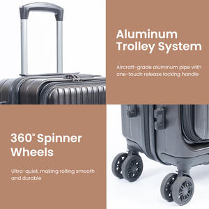 Ensemble de 3 valises de voyage rigides et imperméables avec roulettes pivotantes, ouverture frontale et serrure TSA - Product Image 5