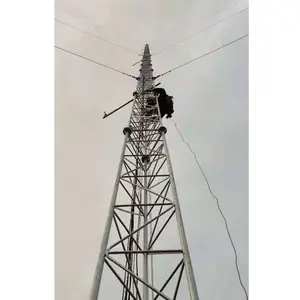 80m 90m 100m 120m आदमी तार मस्तूल माइक्रोवेव एंटीना संचार सेलफोन के साथ त्रिकोणीय रेडियो दूरसंचार टावर कम कीमत
