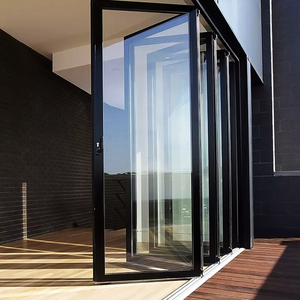 Puertas plegables insonorizadas para interiores residenciales <span class=keywords><strong>Terraza</strong></span> A prueba de huracanes Aluminio Doble plegable Balcón <span class=keywords><strong>Puerta</strong></span> de acordeón de vidrio - Product Image 1