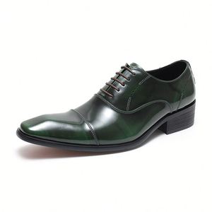 Three-piece Connector Genuine Leather Small Square <b>Toe</b> Business Formal Lace-up Anti-Slip Breathable Lightweight Autumn - Product Image 2