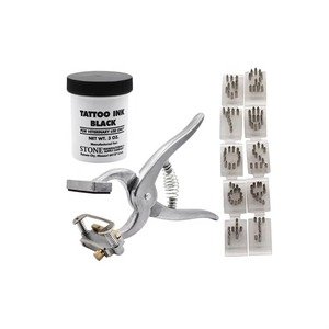 Nouvel équipement agricole : Machines de <span class=keywords><strong>tatouage</strong></span> auriculaire réutilisables en argent pour animaux (moutons, chèvres, porcs) - Acier inoxydable 304, portables, garantie 1 an - Product Image 1