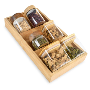 Organizador de Cajones de Bambú de 3 Secciones para Cocina, Almacenamiento de Especias, Solución para Desordenar la Encimera del Gabinete - Product Image 1