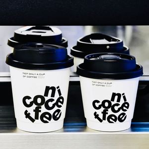 <b>Disposable</b> Custom logo 8/10/12/14/16/24oz Double Wall Paper Coffee <b>Cup</b> Hot Cold Drinks White Paper <b>Cups</b> With Lids - Product Image 4