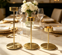 Porte-bougies coniques en métal doré, bougies chauffe-plat, décoration de table pour mariage, fête, salle à manger