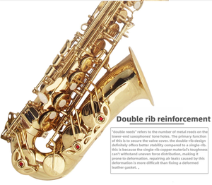 Saxophone alto en la (Clé de Do) de haute qualité, finition laquée or, polissage, clé de Do (Clé de C) haute, double renfort en laiton - Product Image 2