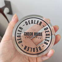 Bouton de croupier en verre cristal rond avec logo personnalisé, transparent et solide, marqueur de table de poker, accessoires de jeu de casino Texas Hold'em