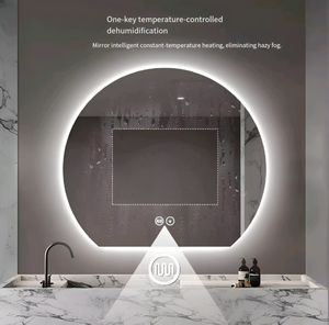 <span class=keywords><strong>Espejo</strong></span> de baño sin marco redondo personalizable Vidrio de alta transmitancia con <span class=keywords><strong>imagen</strong></span> clara y luz circular ajustable - Product Image 6