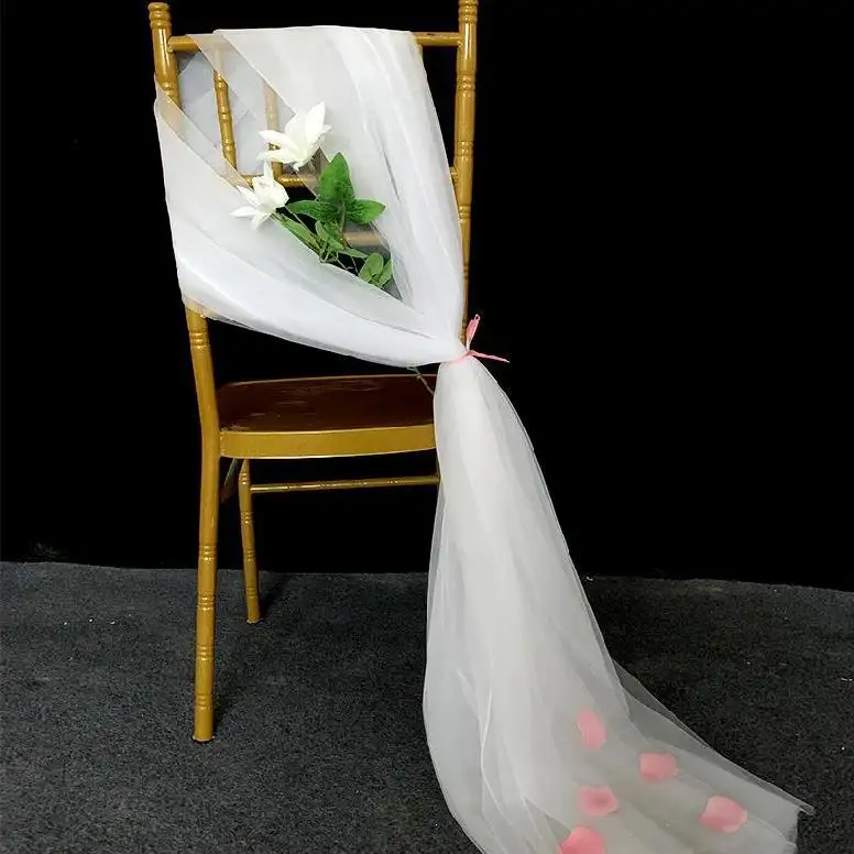 Wholesale Chair Cover Sashes 2*1.6M White Chiffon Chair Sash Wedding Chair Covers Wedding Supplies