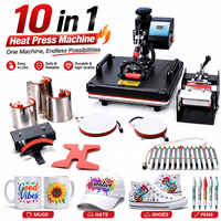 Mesin Cetak Kaos 10 in 1 Combo Heat Press Sublimasi untuk Kaos, Topi, Sepatu, Pulpen, dan Casing Ponsel