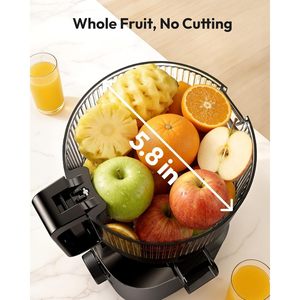 Extractor de jugos en frío Euhome con boca ancha de 5.8 pulgadas, extractor de jugos lento para frutas y verduras enteras, 100W, carcasa metálica eléctrica. - Product Image 2