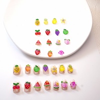 Accessoires de nail art sur le thème des fruits, mini-pièces en résine assorties (cerise, fraise, pastèque) pour boucles d'oreilles DIY