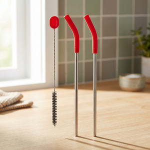 <b>Bar</b> <b>Tools</b> Set 3Pcs Metal Cocktail Cleaning Brush With Red Handle Reusable <b>Bar</b> Accessories Simple Style - Product Image 2