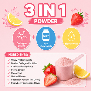 Proteína de Suero de Leche Aislada en Polvo con Electrolitos y Colágeno, Sabor Limonada de Fresa, Proteína Transparente, Marca Privada OEM Personalizada - Product Image 2