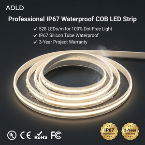 IP67 Wide 180 Degree Beam Angle 528LEDs/m COB LED <b>Strip</b> Light 12V 24V 10mm Width Flexible LED Light <b>Strip</b> with CRI90+ - Product Image 3