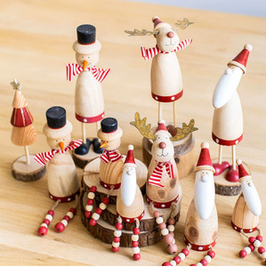 Accesorios de diseño de escena de alce y muñeco de nieve de madera al por mayor de fábrica de decoraciones de escritorio de Navidad Retro Vintage - Product Image 1