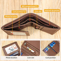 Portefeuille fin vintage minimaliste en cuir véritable imperméable avec blocage RFID, porte-cartes, porte-monnaie pour homme