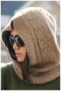 Vente en gros 100% cachemire cou ensemble chapeau couverture avec écharpe épaissie double usage hommes et femmes protection des oreilles chapeaux en cachemire - Product Image 6