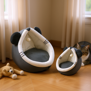 Cuccia per animali Yommy 33x35x33cm, morbida e in peluche, con orecchie e pallina giocattolo per animali di piccola taglia - Product Image 3