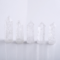 Pierres de guérison artisanat pierres précieuses tour de Quartz poli clair feu et glace craquelé Quartz Point pour Fengshui