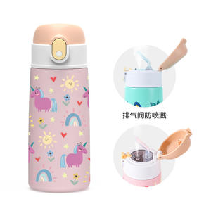 Nouvelle gourde enfant 2026 de 473 ml au design mignon, sans BPA, en acier inoxydable avec paille pour l'école - Product Image 3
