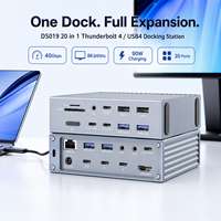 Base de Conexión Thunderbolt 4 20 en 1, USB4 40Gbps, HDMI 8K, Ethernet 2.5G, PD90W, Hub Dual TB4 DS019