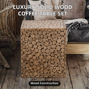 Square Luxury Solid Wood Extendable Coffee <b>Table</b> <b>Low</b> Stool Modern Design Living Room Furniture for Living Internet Celebrity - Product Image 2