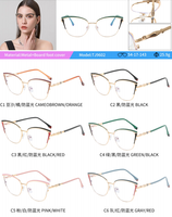 Montures de lunettes pour femmes, style classique, anti-lumière bleue, en métal, œil de chat, monture complète, rose, légères, option logo personnalisé, usage quotidien