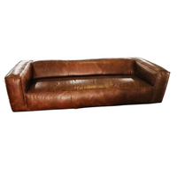 Canapés-lits vintage en cuir marron en cuir véritable 3 places Villa bureau luxe mobilier de bureau salon canapé taille 250cm