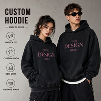 Sweat à capuche streetwear personnalisé OEM ODM unisexe 260G 100% coton, coupe décontractée, lavage vintage, personnalisation graphique