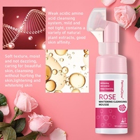 Nettoyant Moussant Visage à la Rose Purifiant en Profondeur, Éclaircissant et Blanchissant, à base de Filtrat Fermenté pour l'Excès de Sébum et les Pores Obstrués