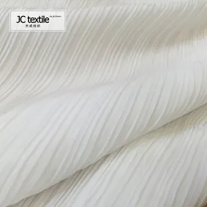 Custom OEM 100% polyester woven plain dyed pleated ity silk chiffon fabric for women dress