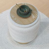 Pouf moderne Bailey Pouf rond Pouf de rangement Pouf ottoman à base de métal en velours blanc