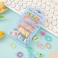 Lot de chouchous pour enfants faits à la main, en tissu coloré très élastique, motif géométrique macarons, style doux, en boîte