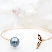 B132 Bracelets en argent sterling 925 plaqué or avec perles de Tahiti véritables de 9-12 mm, bijoux fantaisie d'eau salée, ajustables pour femmes, vente en gros
