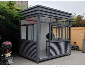 Modern Guard House Sentry <b>Box</b> White with Blue Roof Rectangle Shape for <b>Security</b> Use - Product Image 5