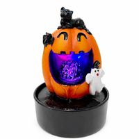 Fontaine d'eau en acier inoxydable en forme de citrouille d'Halloween, décoration avec boule de verre LED rotative, étanche, décor effrayant pour intérieur et extérieur