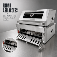 Barbecue au charbon de bois autoportant en acier inoxydable 304 robuste avec capot pour patio extérieur, jardin et cuisine