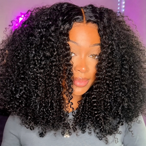 Peluca Afro Rizada sin Pegamento, Cabello Humano, Cierre de Encaje 4x4, 180% de Densidad, Color Negro Natural, para Mujeres Negras, Aspecto Natural - Product Image 1