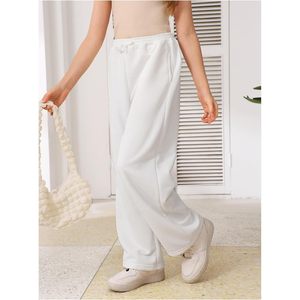 FOXA Lot de 2 pantalons de survêtement en molleton éponge pour fille, coupe large, taille élastique avec poches, en coton respirant - Product Image 3