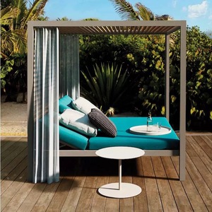 Luxury Outdoor Cabana Double <b>Sunbed</b> with Retractable Canopy and Plush Cushions Perfect for Relaxation and Resort Comfort - Product Image 4