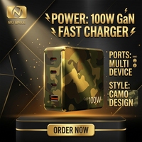Pengisi Daya Cepat GaN 100W USB C PD Adaptor Dinding Multi Port untuk Pengisian Daya Laptop, Tablet, Perangkat Seluler, Aksesoris Ponsel