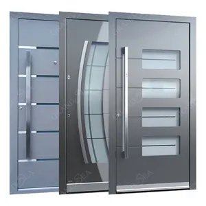 Desain terbaru keamanan eksterior aluminium Pivot pintu eksterior aluminium Aloi baja keamanan pintu masuk Modern Pivot pintu