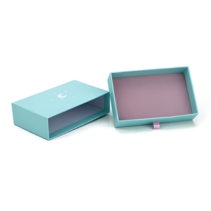 Set di Scatole Portagioie Personalizzate Azzurre con Cassetto Scorrevole, Stampa Luna e Maniglie in Raso per <span class=keywords><strong>Orecchini</strong></span> e Collane - Product Image 2