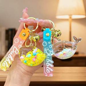Acryl olie gevulde vloeibare zandfles dolfijn walvis sleutelhanger lichtgevende sneeuwvlok drijfles prachtige kinderrugzak auto - Product Image 5
